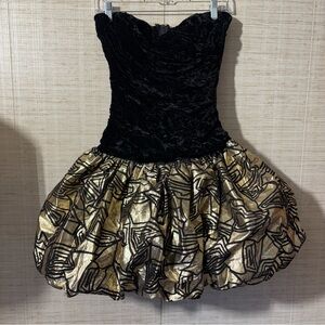 Vintage 80s Positively Ellyn Party Prom Dress Metallic Velvet Bubble Shimmer